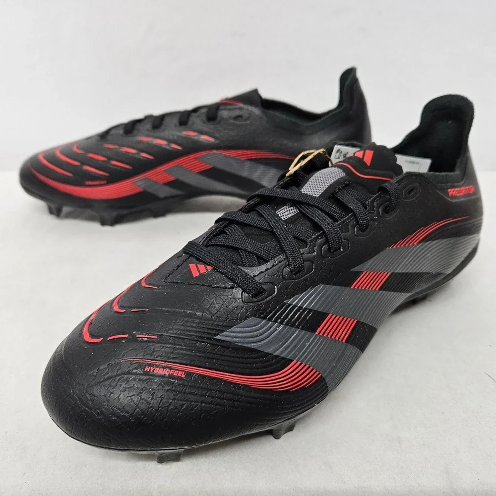 Adidas Predator League FG/MG Soccer Cleats ID1328 Black‎ Grey Red Men's Sz 7.5